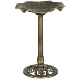 Rackhams Bird Bath for Garden, Birdbath with Lotus Leaf Basin, Bronze Tone - Bronze Tone - Polypropylene - 50W x 50D x 71Hcm - thumbnail 3