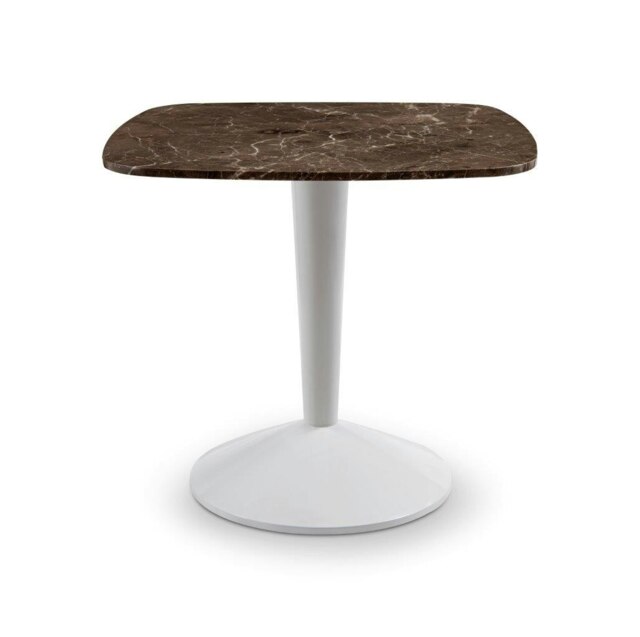 Rackhams Iona Small Square Dining Tables - White Gloss Powder - White Gloss Powder - Brown Marble - image 1