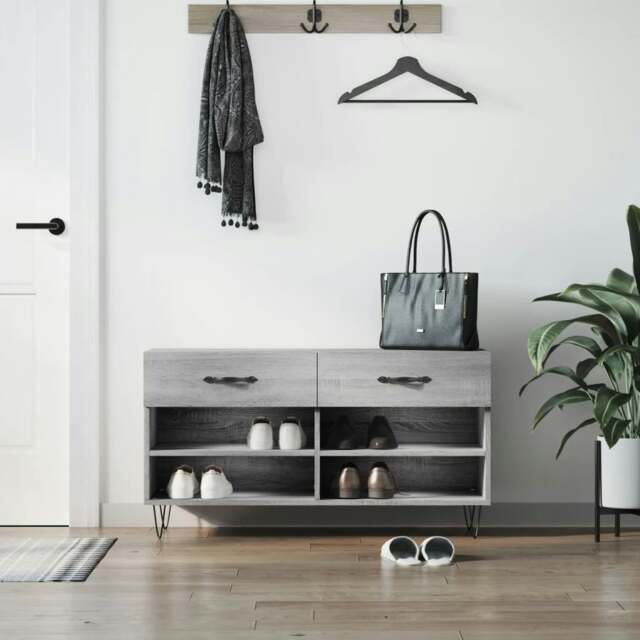 Rackhams Shoe Bench Grey Sonoma 102x35x55 cm Engineered Wood