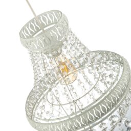 Rackhams Vintage and Ornate White Metal Pendant Light Shade with Clear Acrylic - thumbnail 3