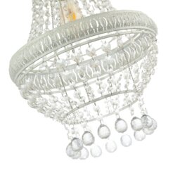 Rackhams Vintage and Ornate White Metal Pendant Light Shade with Clear Acrylic - thumbnail 4