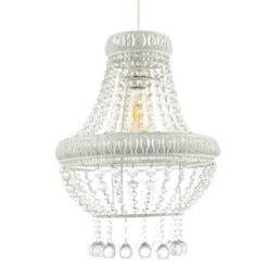 Rackhams Vintage and Ornate White Metal Pendant Light Shade with Clear Acrylic