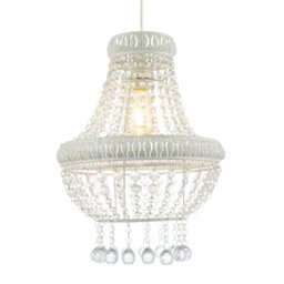 Rackhams Vintage and Ornate White Metal Pendant Light Shade with Clear Acrylic - thumbnail 2