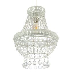 Rackhams Vintage and Ornate White Metal Pendant Light Shade with Clear Acrylic - thumbnail 5