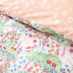 Rackhams Meadow Bunnies Reversible Cotton Duvet Cover Set Blue - Double - Blue - thumbnail 4