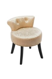 Rackhams Luxury Ice Velvet Champagne Upholstery Dressing Stool - Beige - thumbnail 4