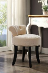 Rackhams Luxury Ice Velvet Champagne Upholstery Dressing Stool - Beige - thumbnail 2