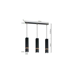 Rackhams Vidar Black Pendant Lamp 3XGU10 Hand Made Modernist Cuboid Design With Natural Wooden Inserts - thumbnail 6