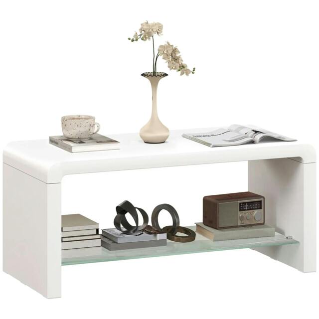 Rackhams Curved Two-Tier Coffee Table - High Gloss White