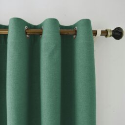 Rackhams Emerald Green Linen Blackout Eyelet Curtain Pair - 46 x 63 Inch Drop - thumbnail 2