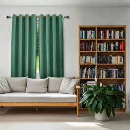 Rackhams Emerald Green Linen Blackout Eyelet Curtain Pair - 46 x 63 Inch Drop - thumbnail 6