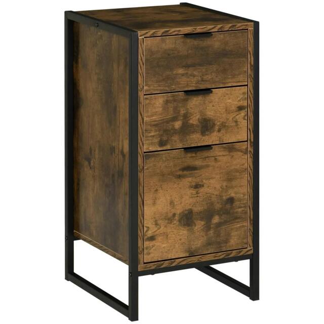 Rackhams Bedroom Chest of Drawers, Industrial 3-Drawer Dresser, Storage Drawers Unit with Metal Frame for Living Room, Rustic Brown - image 1