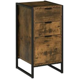 Rackhams Bedroom Chest of Drawers, Industrial 3-Drawer Dresser, Storage Drawers Unit with Metal Frame for Living Room, Rustic Brown - thumbnail 1