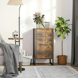 Rackhams Bedroom Chest of Drawers, Industrial 3-Drawer Dresser, Storage Drawers Unit with Metal Frame for Living Room, Rustic Brown - thumbnail 2