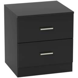 Rackhams Modern Bedside Table, Beside Cabinet with 2 Drawers, for Bedroom, Living Room, Black - thumbnail 1