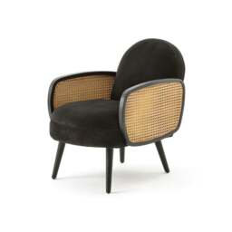 Rackhams Cane Rattan Armchair, Velvet - Two Seater - Yellow - thumbnail 4