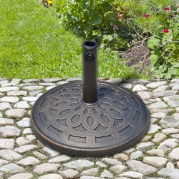 Rackhams 14 kg Round Garden Parasol Base Holder Decorative Resin Umbrella Stand with Adjustable Coupler for Outdoor Patio Market, Bronze Tone - bronze - colophony - D48.5×H34CM - thumbnail 3
