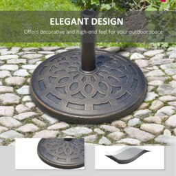 Rackhams 14 kg Round Garden Parasol Base Holder Decorative Resin Umbrella Stand with Adjustable Coupler for Outdoor Patio Market, Bronze Tone - bronze - colophony - D48.5×H34CM - thumbnail 4