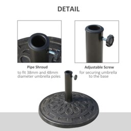 Rackhams 14 kg Round Garden Parasol Base Holder Decorative Resin Umbrella Stand with Adjustable Coupler for Outdoor Patio Market, Bronze Tone - bronze - colophony - D48.5×H34CM - thumbnail 5