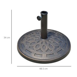 Rackhams 14 kg Round Garden Parasol Base Holder Decorative Resin Umbrella Stand with Adjustable Coupler for Outdoor Patio Market, Bronze Tone - bronze - colophony - D48.5×H34CM - thumbnail 6