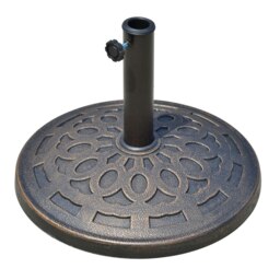 Rackhams 14 kg Round Garden Parasol Base Holder Decorative Resin Umbrella Stand with Adjustable Coupler for Outdoor Patio Market, Bronze Tone - bronze - colophony - D48.5×H34CM - thumbnail 2
