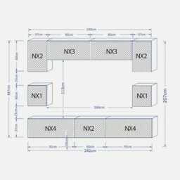 Rackhams Modern Wall TV Unit 9 Elements – Grey Matt Body and Grey Gloss Doors – Free RGB LED - 242 cm -  MDF/Chipboard - White - thumbnail 5