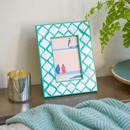 "Rackhams 6"" x 4"" Kajol Teal Green Mother of Pearl Photo Frame - 6"" x 4"" - Wood" - thumbnail 2