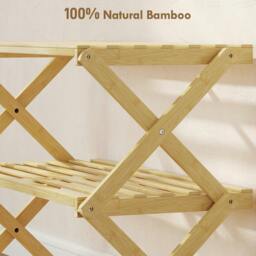 Rackhams Palu Natural Bamboo 3 Tier Folding Shoe Rack - thumbnail 5