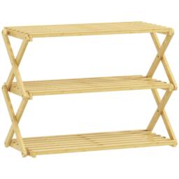 Rackhams Palu Natural Bamboo 3 Tier Folding Shoe Rack - thumbnail 2