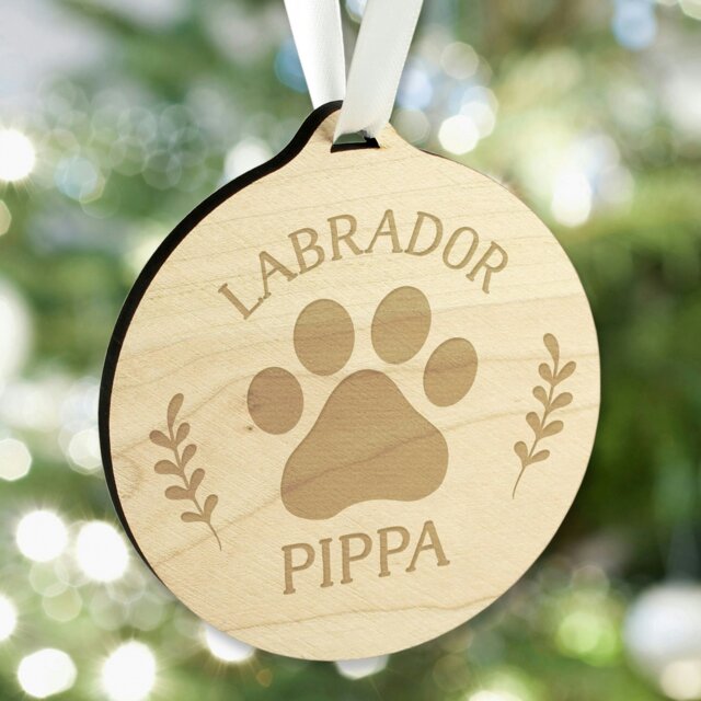 Rackhams Personalised Dog Breed Round Wooden Bauble - image 1