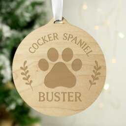 Rackhams Personalised Dog Breed Round Wooden Bauble - thumbnail 2