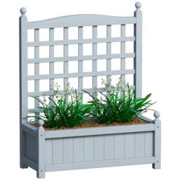 Rackhams Raised Garden Bed with Trellis Garden Planters Indoor Grey - thumbnail 2