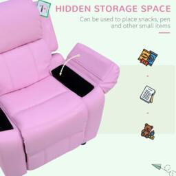 Rackhams Kids Sofa Armchair Toddler Recliner Children's Chair Lounger Games Chair PU Leather w/ Storage (Pink) - thumbnail 5