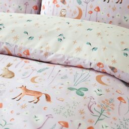 Rackhams Enchanted Twilight Animals Reversible Duvet Cover Set Lilac - Single - Lilac - thumbnail 4