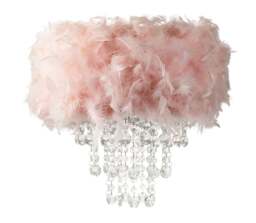 Rackhams Contemporary Pink Feather Pendant Light Shade with Transparent Acrylic Droplets - thumbnail 2