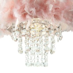 Rackhams Contemporary Pink Feather Pendant Light Shade with Transparent Acrylic Droplets - thumbnail 4
