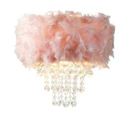 Rackhams Contemporary Pink Feather Pendant Light Shade with Transparent Acrylic Droplets