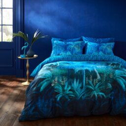 Rackhams Midnight Palms 200 Thread Count Cotton Sateen Duvet Cover Set - Single - thumbnail 1
