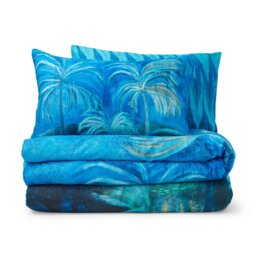 Rackhams Midnight Palms 200 Thread Count Cotton Sateen Duvet Cover Set - Single - thumbnail 5
