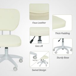 Rackhams Vanity Task Chair with Adjustable Height, Armless, Cream - Light Blue - Yes - Office Chair - thumbnail 5