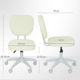 Rackhams Vanity Task Chair with Adjustable Height, Armless, Cream - Light Blue - Yes - Office Chair - thumbnail 6
