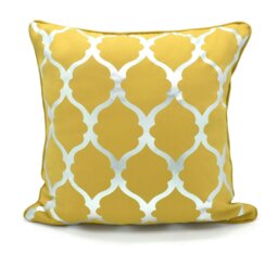 Rackhams Modern Ethnic Pattern Foil Print Cushion - 43cm x 43cm - Ochre - thumbnail 1