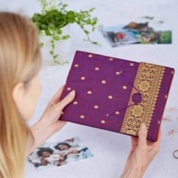 Rackhams Medium Sari Fabric Photo Album - Pink - thumbnail 4