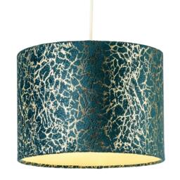 Rackhams Emerald Green Teal Blend Velvet Fabric Lamp Shade with Shiny Gold Foil - thumbnail 2