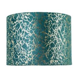 Rackhams Emerald Green Teal Blend Velvet Fabric Lamp Shade with Shiny Gold Foil - thumbnail 4