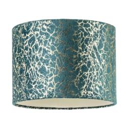 Rackhams Emerald Green Teal Blend Velvet Fabric Lamp Shade with Shiny Gold Foil