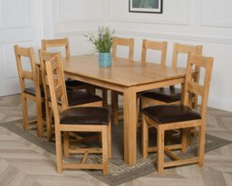 Rackhams Oslo 180 x 90cm Large Oak Dining Set with Lincoln Oak Chairs - Natural Oak - 6 chairs - thumbnail 5