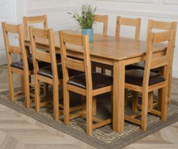 Rackhams Oslo 180 x 90cm Large Oak Dining Set with Lincoln Oak Chairs - Natural Oak - 6 chairs - thumbnail 4