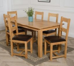 Rackhams Oslo 180 x 90cm Large Oak Dining Set with Lincoln Oak Chairs - Natural Oak - 6 chairs - thumbnail 3