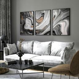 Rackhams Contemporary art for living room - set of 3 wall art prints - A3 11.69 x 16.54 in / 29.7 x 42 cm - Satin Photo paper 280 gsm - Unframed - thumbnail 1